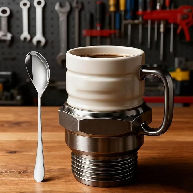 Spark Plug Mug, Unique Creative Design Travel Coffee Mug, Ceramic Travel Coffee Mugs, Engine Spark Plug Design, Funny Car Enthusiast Gift for Mechanics Auto Enthusiasts Collectors(1pc)