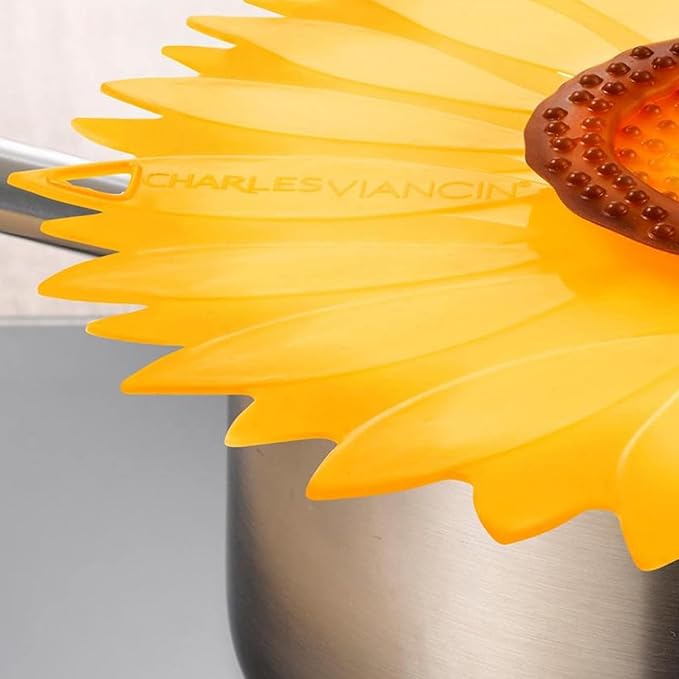 Charles Viancin - Sunflower Silicone Lid for Food Storage and Cooking - 8 Inch - Airtight Seal on Any Smooth Rim Surface - BPA-Free - Oven, Microwave, Freezer, Stovetop and Dishwasher Safe