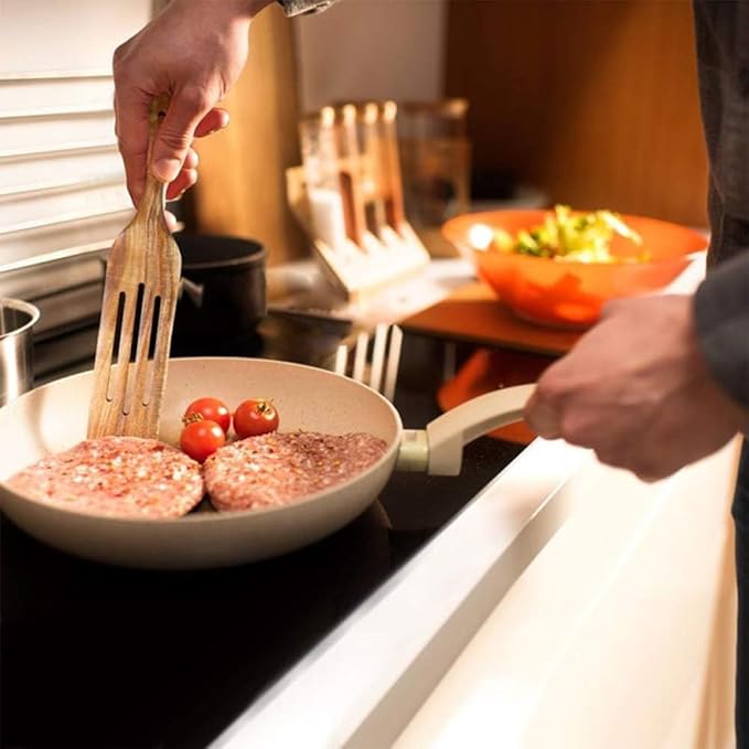 Spurtle Set, Natural Acacia Wooden Kitchen Utensils Set of 2, Wooden Spoons Utensils for Cooking, stirring, Mixing, Serving, spurtles kitchen tools as seen on tv for NonSick Cookware