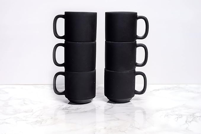 Zion Stone Grey 11-Ounce Mug, Set of 6, Gray; Heavy Duty; Chip Resistant; Lead and Cadmium Free; Freezer to Oven Safe up to 500°F