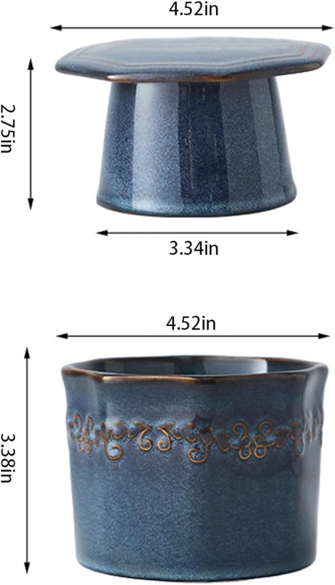 Butter Crock, French Butter Dish with Lid for Countertop,Ceramic French Butter Dish,Blue