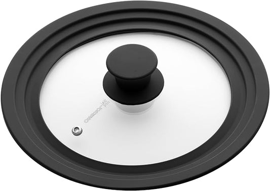 Universal Lid for Pots, Pans & Skillets Size 7", 8" & 9.5" Cookwares -Tempered Glass with Silicon Rim-Black