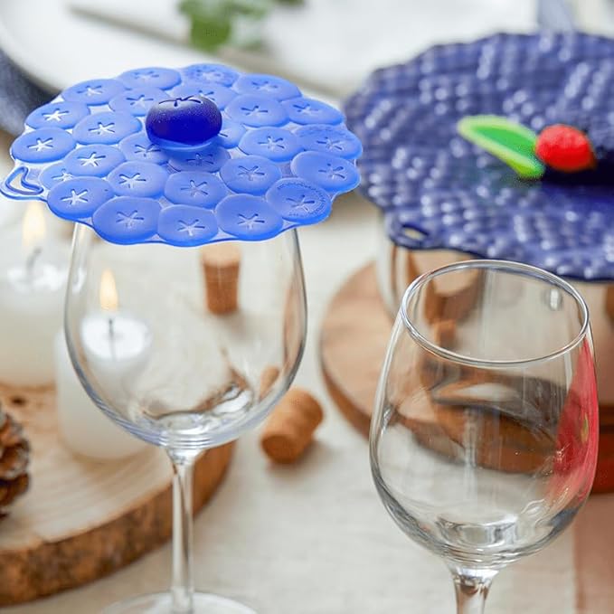 Charles Viancin - Berries Lid Gift-Box - Set of 4 Silicone Lids for Food Storage and Cooking - 11''/28cm + 9''/23cm + 8''/20cm + 4''/10cm - Airtight Seal on Any Smooth Rim Surface