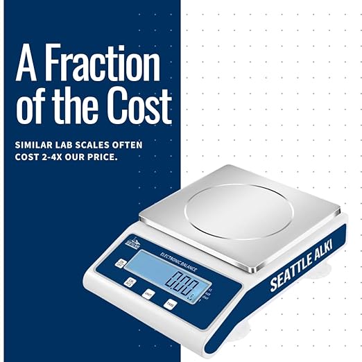 Seattle Alki Scientific Lab Scale | 15 kg x 0.1 g | USA Company - Digital Lab Balance with Professional Load Cell, Metal Support Structure and Thorough Calibration - Scientific Scale