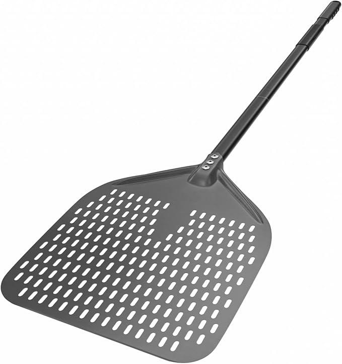 G.a HOMEFAVOR 5-Piece Pizza Oven Accessories, 12" × 15'' Perforated Pizza Peel, 9" Round Turning Peel, Pizza Oven Cleaning Brush, Ash Rake, Pizza Fork, Pizza Kit for Professional Chef or Pizza Lover