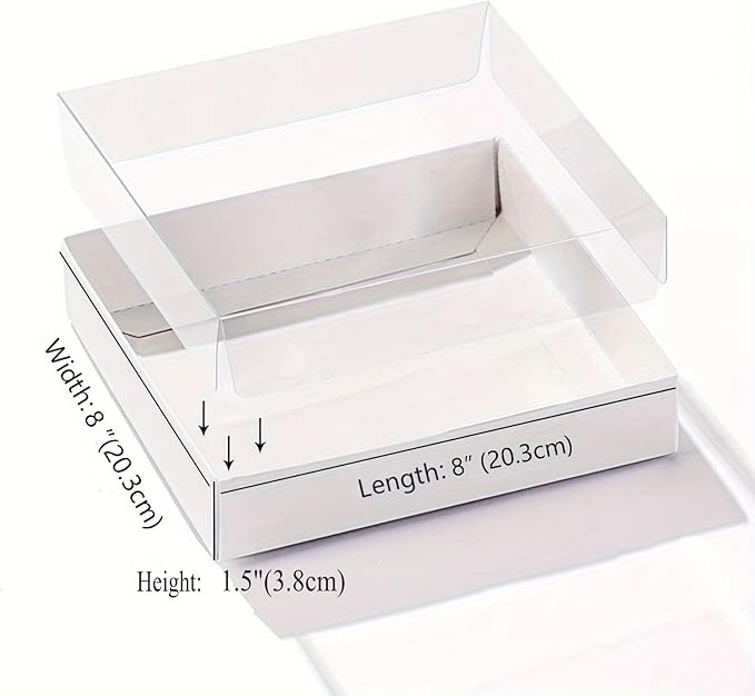 RomanticBaking 50Pack 8x8x1½ Inch Clear Cookies Boxes for Gift Giving Chocolate Covered Pretzel Rods Boxes Heart Cocoa Bombs Boxes Macaron Boxes