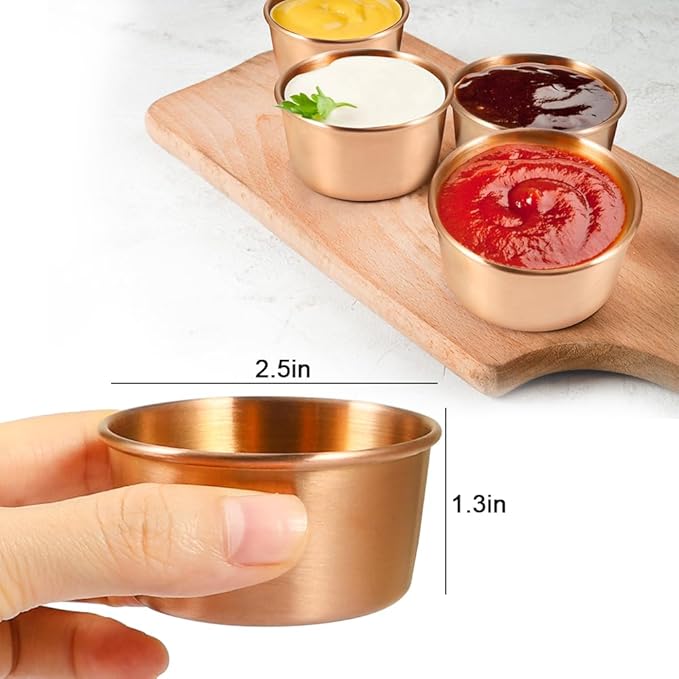 Ramekin Sauce Dipping Bowl Mini Sauce Cups Pudding Condiment Cups for Home Party Restaurant (Champagne Gold 12PCS 75ml)
