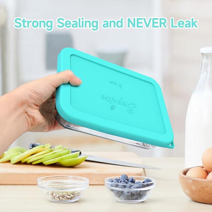 Sophico Rectangle Silicone Storage Cover Lids Replacement for Anchor Hocking and Pyrex Glass Bowls (Container not Included) (MIX-4 PACK)