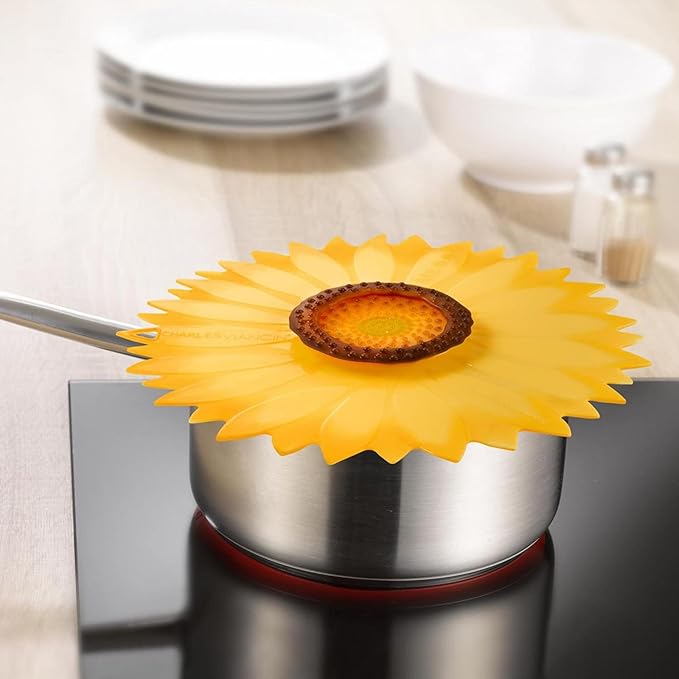 Charles Viancin - Sunflower Silicone Lid for Food Storage and Cooking - 6''/15cm - Airtight Seal on Any Smooth Rim Surface - BPA-Free - Oven, Microwave, Freezer, Stovetop and Dishwasher Safe