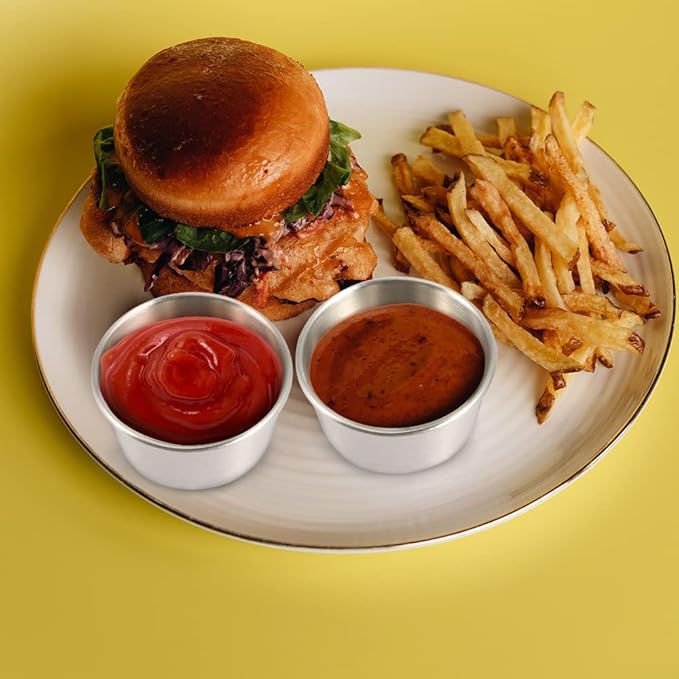 Ramekin Sauce Dipping Bowl Mini Sauce Cups Pudding Condiment Cups for Home Party Restaurant (Sliver 12PCS 60ml)