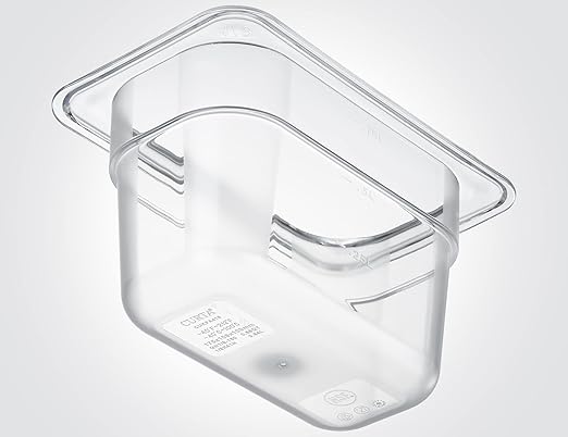 CURTA 6 Pack NSF Food Pans, 1/9 Size 4 Inch Deep, Commercial Polycarbonate Plastic Clear Freezer-Safe