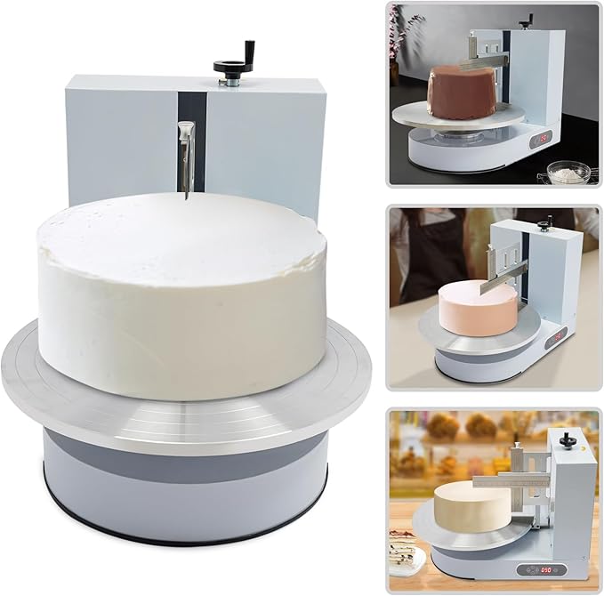 Automatic Cake Decorating Machine, Electronic Cream Coating Spreading Smooth Machine with Graduated Scraper 0-320RPM Rotating Speed,Cake Bread Spreader Machine for 4-16inch Cakes,White