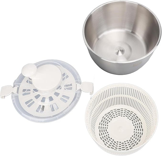 Stainless Steel Salad Spinner 5L, Multifunctional Vegetable Dryer with with Lid Drain Bowl Colander for Home Kitchen