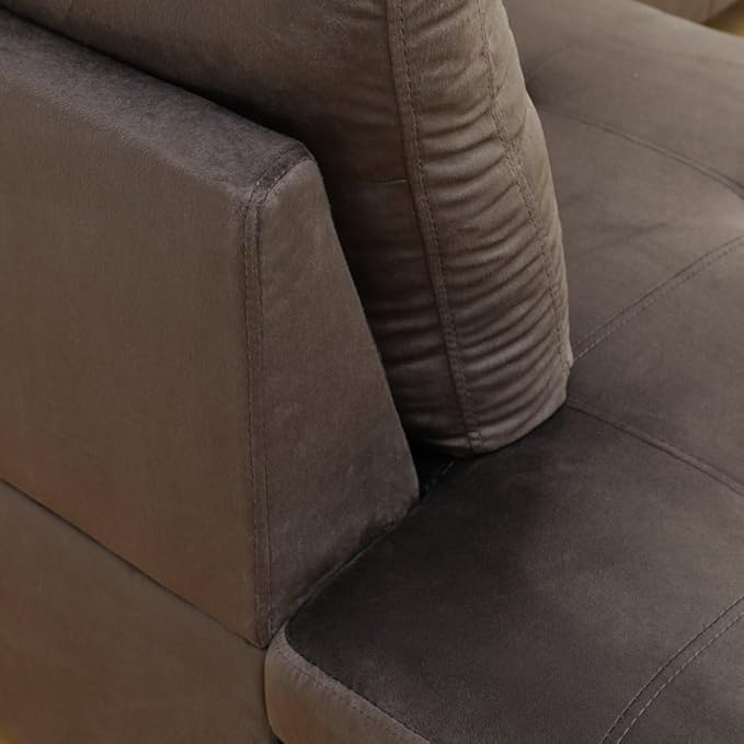 NicBex L Shaped Couch Sectional Couches for Living Room 2 Pieces Modern Sectional Sofa with Left Chaise Sectional Couch with Solid Frame for Living Room, Flannel, Dark Brown