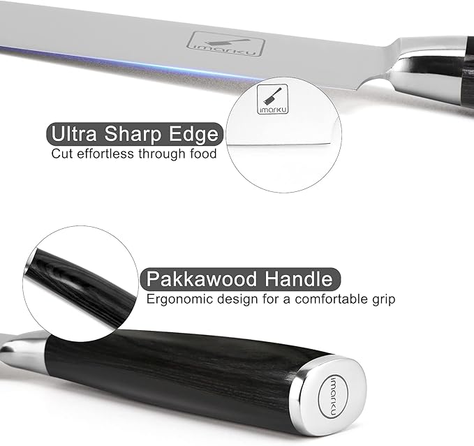 imarku Chef Knife - Pro Kitchen Knife 8 Inch Chef's Knives Japanese SUS440A Stainless Steel Sharp Paring Knife with Ergonomic Handle, Black Handle, Gifts for men and Women