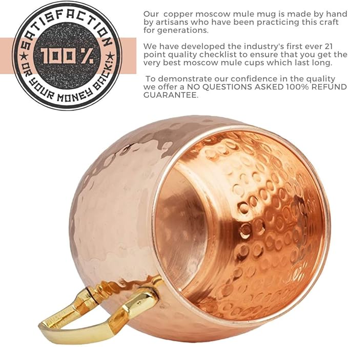 [Gift Set] Moscow Mule Copper Mugs Set of 8 (16oz) w/Straws & Jigger | 100% Pure Copper Cups, Tarnish-Resistant Food Grade Lacquered Finish, Ergonomic Handle (No Rivet) w/Solid Grip