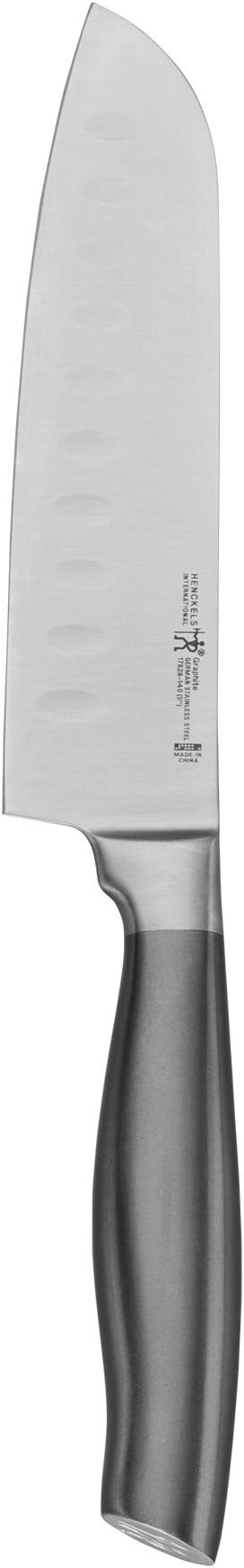HENCKELS Graphite Razor-Sharp Hollow Edge Santoku Knife 5-inch, German Engineered Informed by 100+ Years of Mastery, Gray