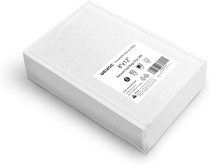 [2024 New] 8" x 12" 200 Count Precut Bags, Vacuum Sealer Bags for Food, Great for Food Storage, Sous Vide and Meal Prep, Wevac Lite