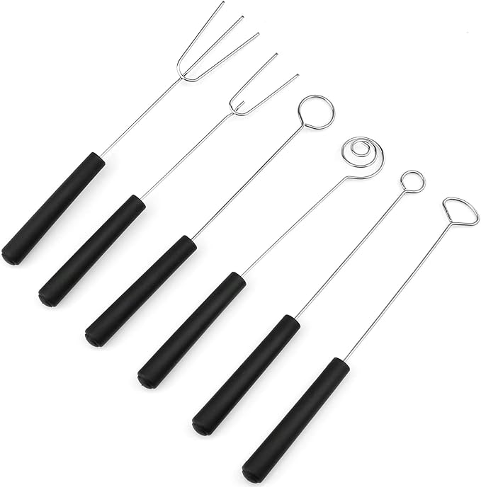AYLIFU 6-piece Packs Stainless Steel Candy Dipping Tool Chocolate Dipping Fork Spoon Set Baking Supplies DIY Baking Decoration Tool set