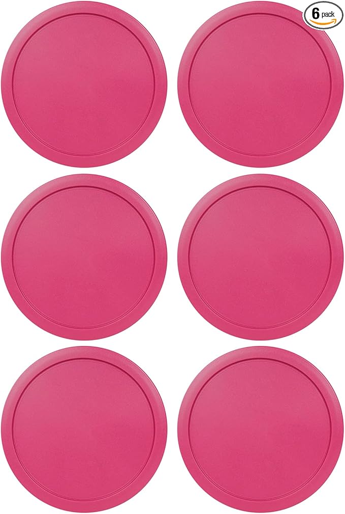 Replacement Lids for Pyrex 4-Cup Glass Food Storage Container Bowls, 6-Inch Plastic Round Lids Covers fits Pyrex 7201-PC, Airtight & Leakproof (6-Pack, Fuchsia)