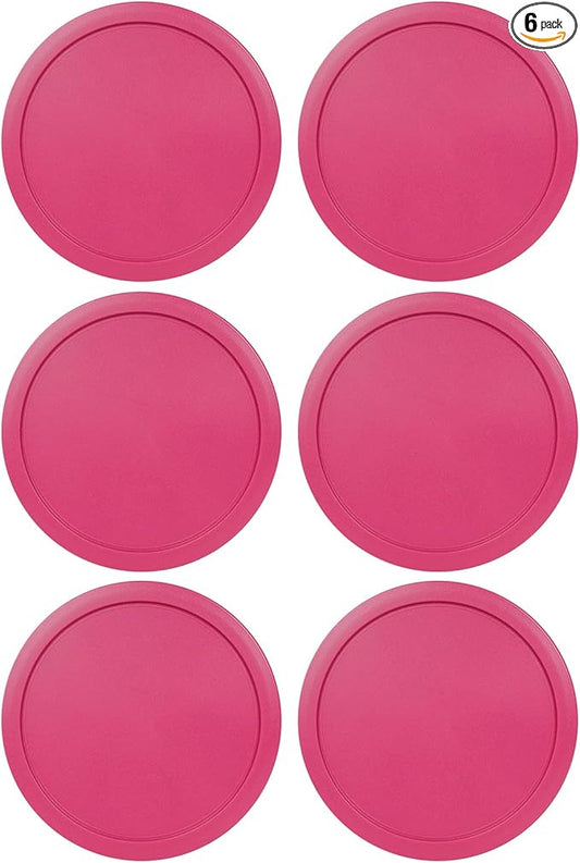 Replacement Lids for Pyrex 2-Cup Glass Food Storage Container Bowls, 5-Inch Plastic Round Lids Covers fits Pyrex 7200-PC, Airtight & Leakproof (6-Pack, Fuchsia)