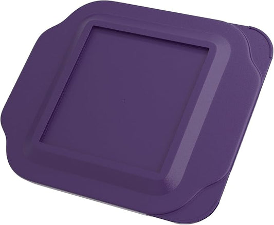 Replacement Lid for Pyrex 2-Quart 8" x 8" Glass Baking Dish #222, Compatible with Lid #222-PC, Food Storage Container Cover with Flush Tab Handles (Purple)