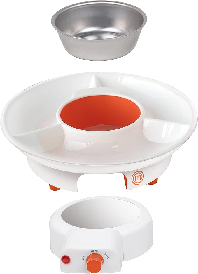 MasterChef Chocolate Fondue Maker- Halloween Candy Bar Melter, Spooky Charcuterie Must Have- Electric Dessert Fondue Pot Set w 4 Forks & Party Serving Tray- Melt, Warm Settings for Caramel & Cheese