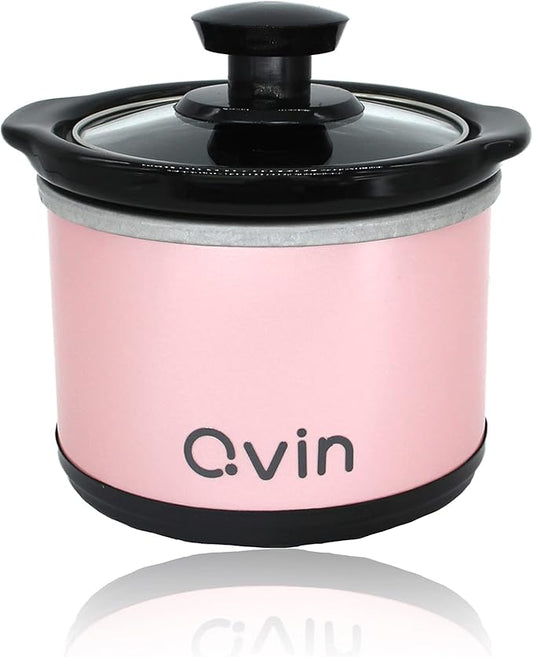 Mini Slow Cooker 0.65qt(20oz) warmer, fondue pot set,chocolate melting pot (stainless steel)… (pink)