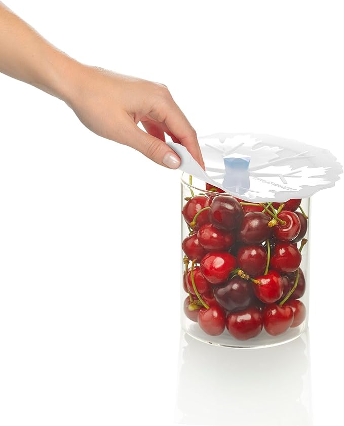 Charles Viancin Lids - Winter Themed - Airtight - 11-inch Poinsettia, 9-inch Holly, or 6-inch Winter Snowflake Christmas Designs (Set of Three Winter Lids), Red, Green, White