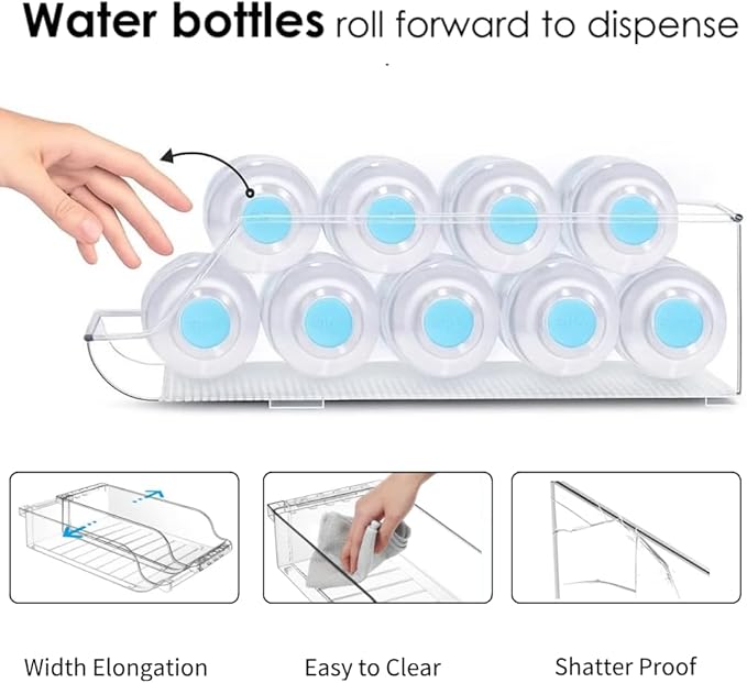 Adjustable Soda Can Dispenser for Refrigerator –Expandable Width PET Drink Organizer, Stackable Space-Saving Fridge Organizer for Cans & Bottles – 2 Pack