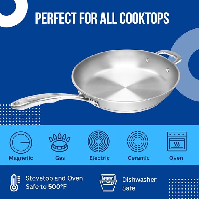 Chantal Induction 21 Steel 8 Piece Cookware Set with Ceramic Coated Fry Pans, 8 pc Set