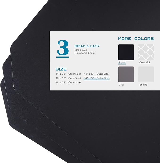 BRIAN & DANY Wire Shelf Liner 14" X 24", Heavy Duty Shelf Liners for Wire Shelving, Waterproof Protector Mats, Set of 3, Black