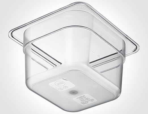 CURTA 6-Pack 1/6 Size 4" Deep NSF Polycarbonate Food Pans | Dishwasher & Freezer Safe Clear Container for Prep Tables, Buffet, Salad Bar, Commercial & Home Kitchen