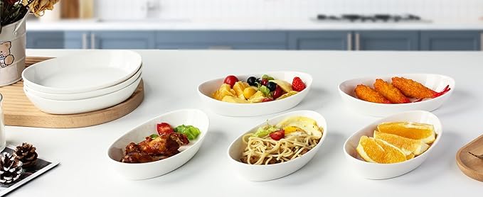 Au Gratin Baking Dishes for Oven Safe, Porcelain Mini Casserole Dish (8pc Set). 10oz Individual Gratin Dishes Set, Ceramic Small Baking Dish for Single Serving, Banana Split Bowls, 7.6x4.4in