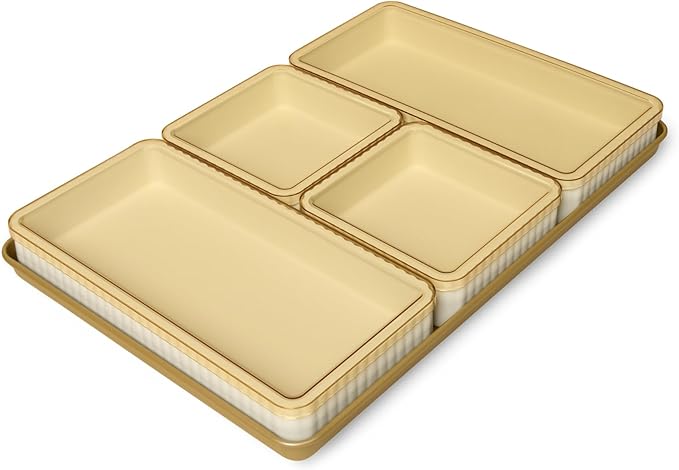 Cravings by Chrissy Teigen 9-Piece Baking Set, Non-Stick Bakeware Set with 2 Large Silicone Trays, 2 Small Silicone Trays with 4 Lids & 1 Baking Sheet Tray, Oven-Safe Upto 450°F