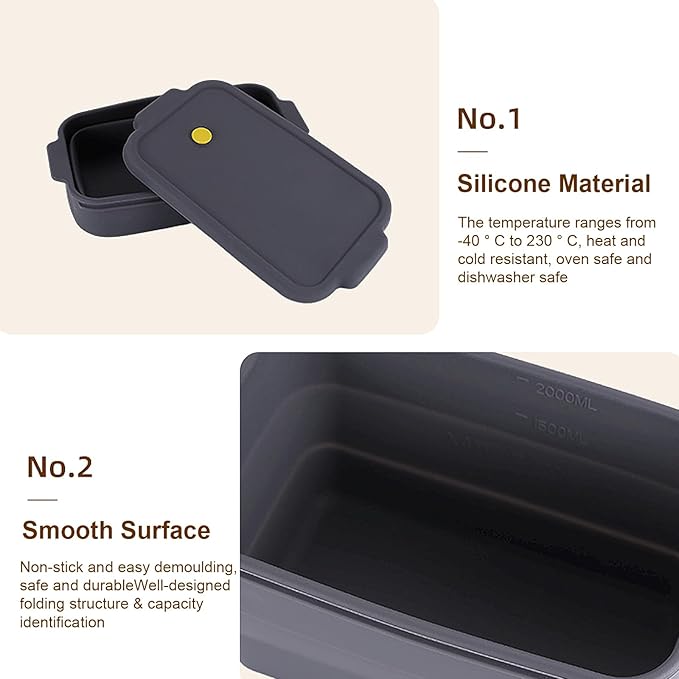 Silicone Bread Pan with Lid, Nonstick & Heat Resistant Foldable Bread Pan, Bread Mold for Baking, Bread Baking Pan, Bread Pans for Homemade Bread, Pullman Loaf Pan for Baking Bread