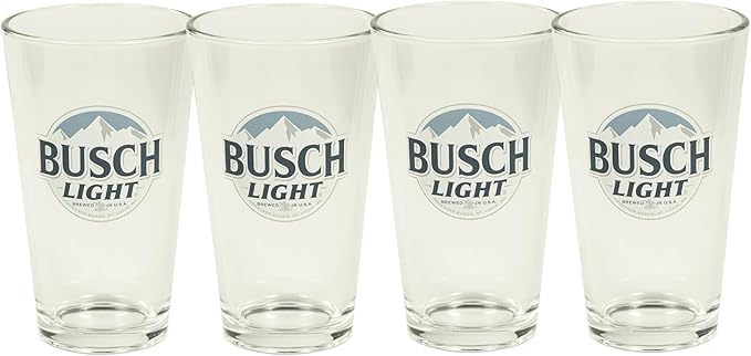 LORD'S ROCKS Busch Light Beer Glasses 16oz Pint Glass - Set of 4 Authentically Licensed Compatible