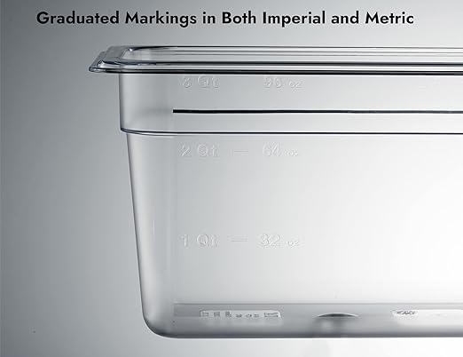 CURTA 6 Pack NSF Food Pans, 1/4 Size 6 Inch Deep, Commercial Polycarbonate Plastic Clear Freezer-Safe