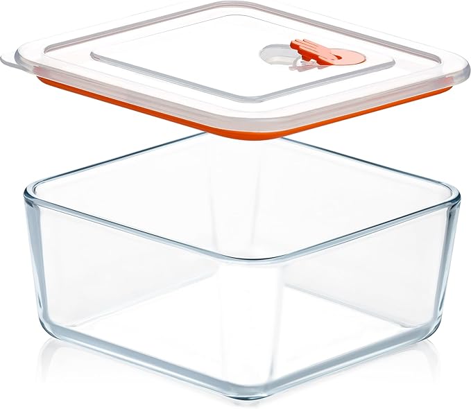 NUTRIUPS 1.1QT Square Glass Baking Dish with Lid, 6×6 inches Deep Small Baking Dish with Lid, Square Glass Baking Dishes for Oven