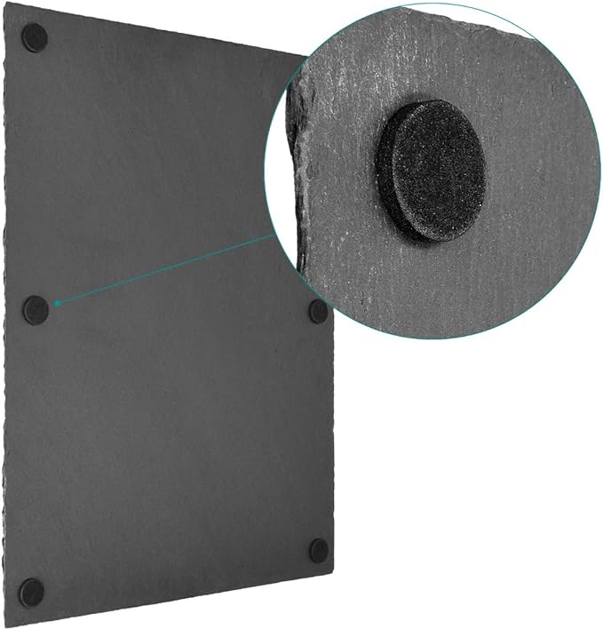 Navaris Natural Slate Serving Plates - Set of 6 Place Mat Serving Trays - Large Rectangular Stone Table Mat Serving Platter Tiles - 15" x 11"