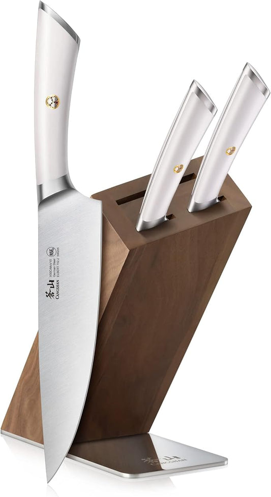 Cangshan ELBERT Series German Steel Forged 4-Piece HUA Knife Block Set, Acacia (White)