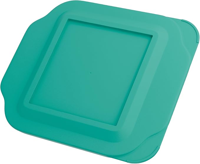 Replacement Lid for Pyrex 2-Quart 8" x 8" Glass Baking Dish #222, Compatible with Lid #222-PC, Food Storage Container Cover with Flush Tab Handles (Teal)