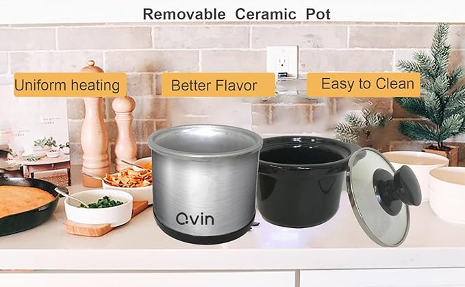 Mini Slow Cooker 0.65qt(20oz) warmer, fondue pot set,chocolate melting pot (stainless steel)… (S/S)