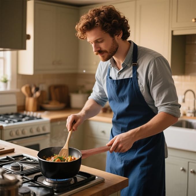 2 Quart Nonstick Sauce Pan with Lid, Nonstick Saucepan with Pour Spout, Small Pots for Cooking with Handle for All Cookers, Stove, Induction, Gas, Non Toxic (Granite, Black)