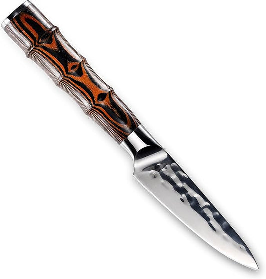 Kitory Paring Knife 3.5", Kitchen Peeling Knives, HC Stainless Steel, Hammered Ultra Sharp Peeler Blade, Bamboo Shape Handle Cooking Cutlery 2025 Gifts for Home & Restaurant
