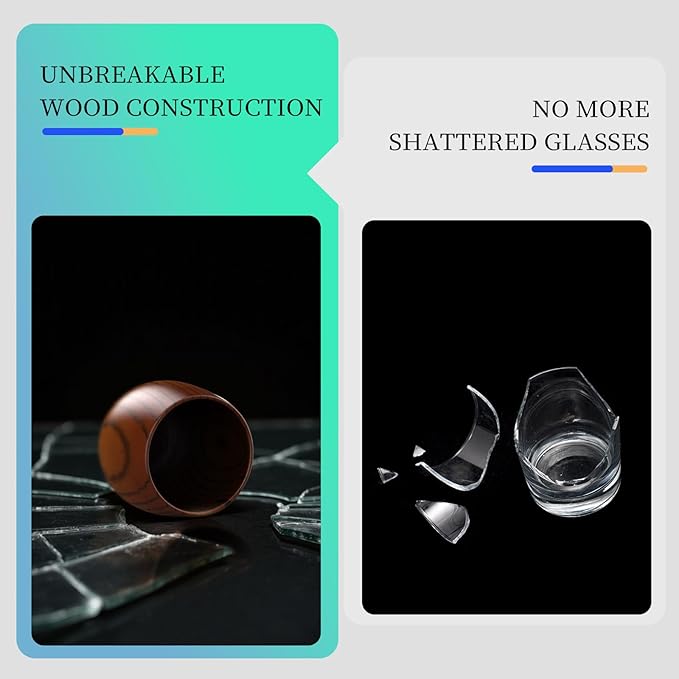 Original Wooden Bourbon Drinking Glass,Handcrafted Whiskey Glasses for Men,Great Anniversary Birthday Gifts for Men, Him, Dad, Husband, or Brother 10OZ 1 PACK