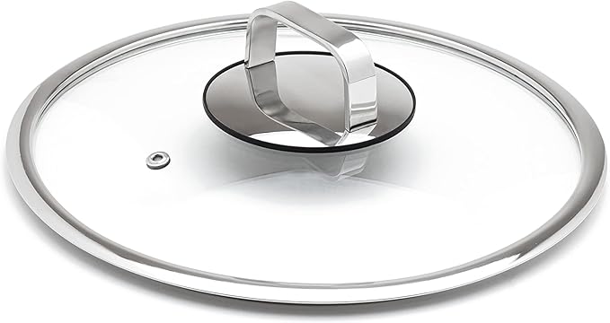 LIVWELL DiamondClad 8-Inch Tempered Glass Lid for the Hybrid Cookware Set - Home and Kitchen Gift - For Hybrid Stainless Steel Sauté Pan, Wok, Skillet and Frying Pan Lid - Dishwasher Safe, PFOA-Free