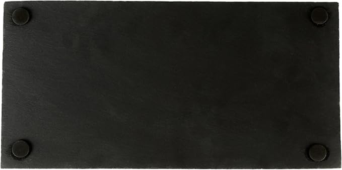 Restaurantware Slate Serving Tray 1 Pack of 11.8" x 6" Foam Feet Charcuterie Stone Plate Rustic Edges Freezable Black Serving Display Cheese Boards for Kitchen, Gourmet, Dining, Parties