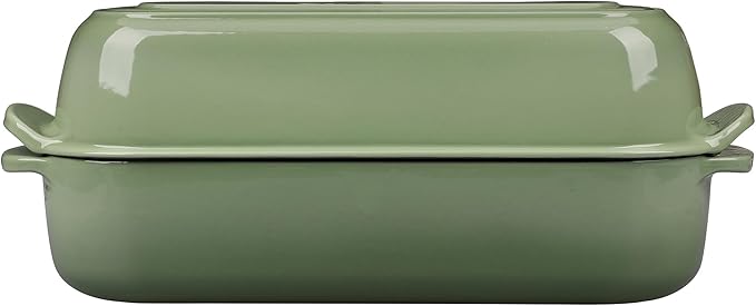Enameled Cast Iron Loaf Pan with Lid, Dutch Oven Bread pan for Homemade Sourdough Bread Baking, 12.5x5.5 inch, 5qt, Pistachio Green