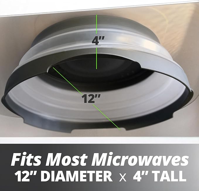 Stronger Magnet Microwave Splatter Cover with stronger magnetic grip, Collapsible 12-Inch BPA-Free Food Lid, Vented Plate Guard, Dishwasher Safe, Space-Saving Magnetic Storage - Gray 2-Pack